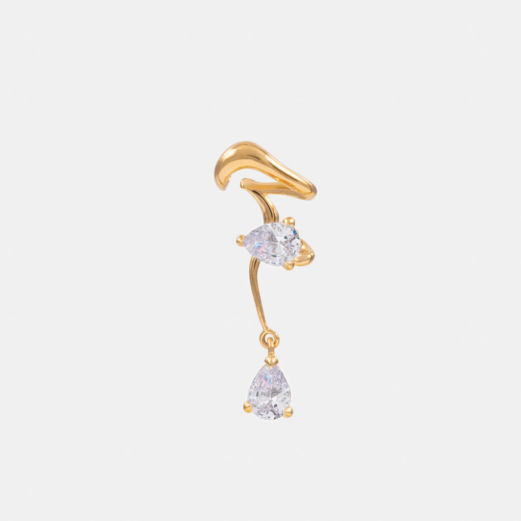 Nano Hybrid Clear Alien Ear Cuff - Gold Vermeil