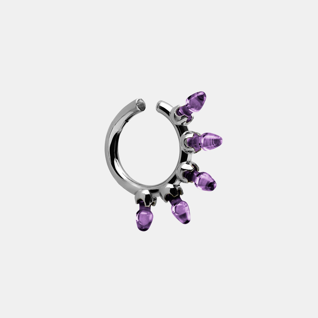 Fantasy Purple Plug Loophole Ear Cuff - Rhodium Vermeil