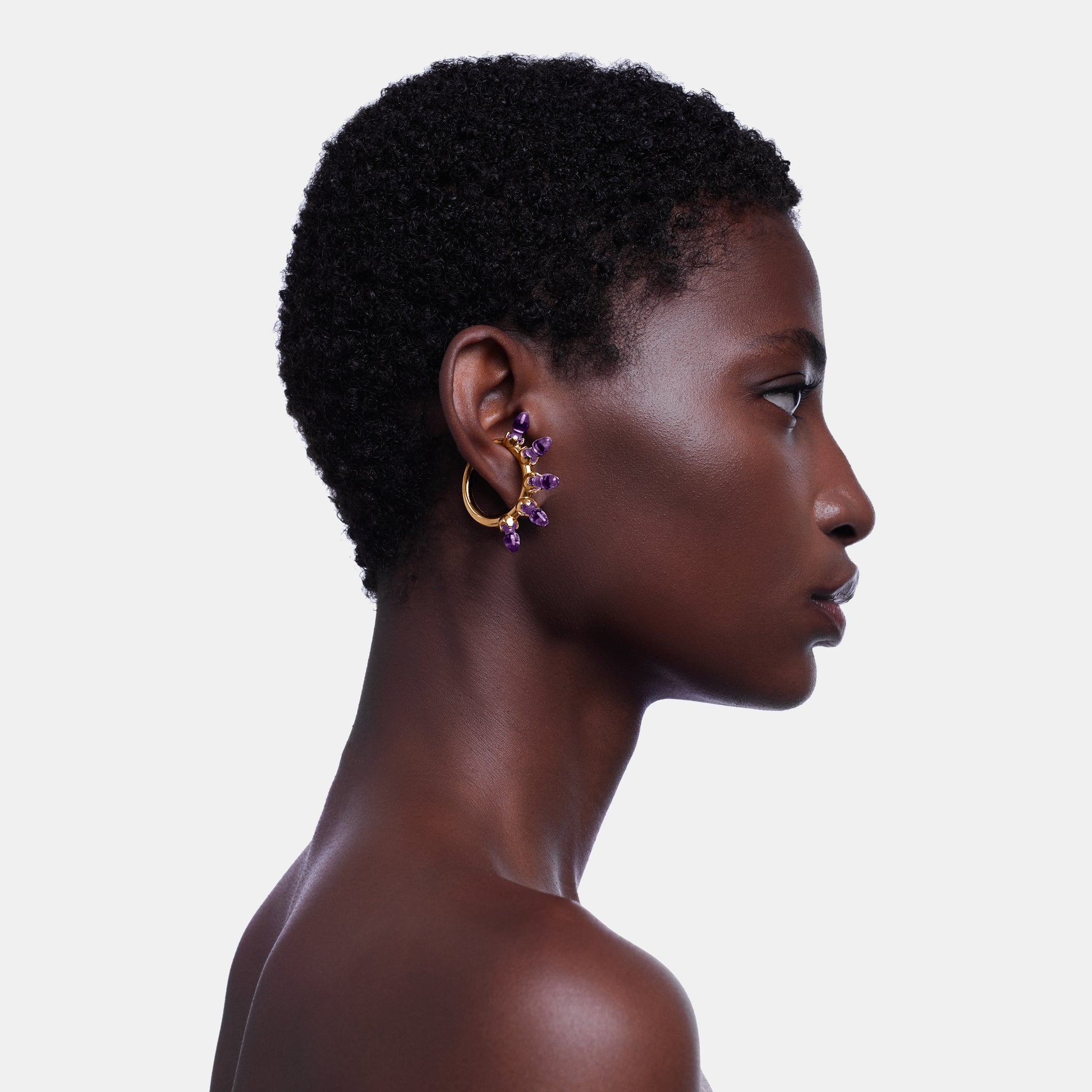 Fantasy Purple Plug Loophole Ear Cuff - Rhodium Vermeil