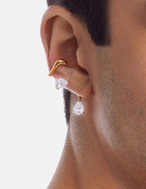 Nano Hybrid Clear Alien Ear Cuff - Gold Vermeil