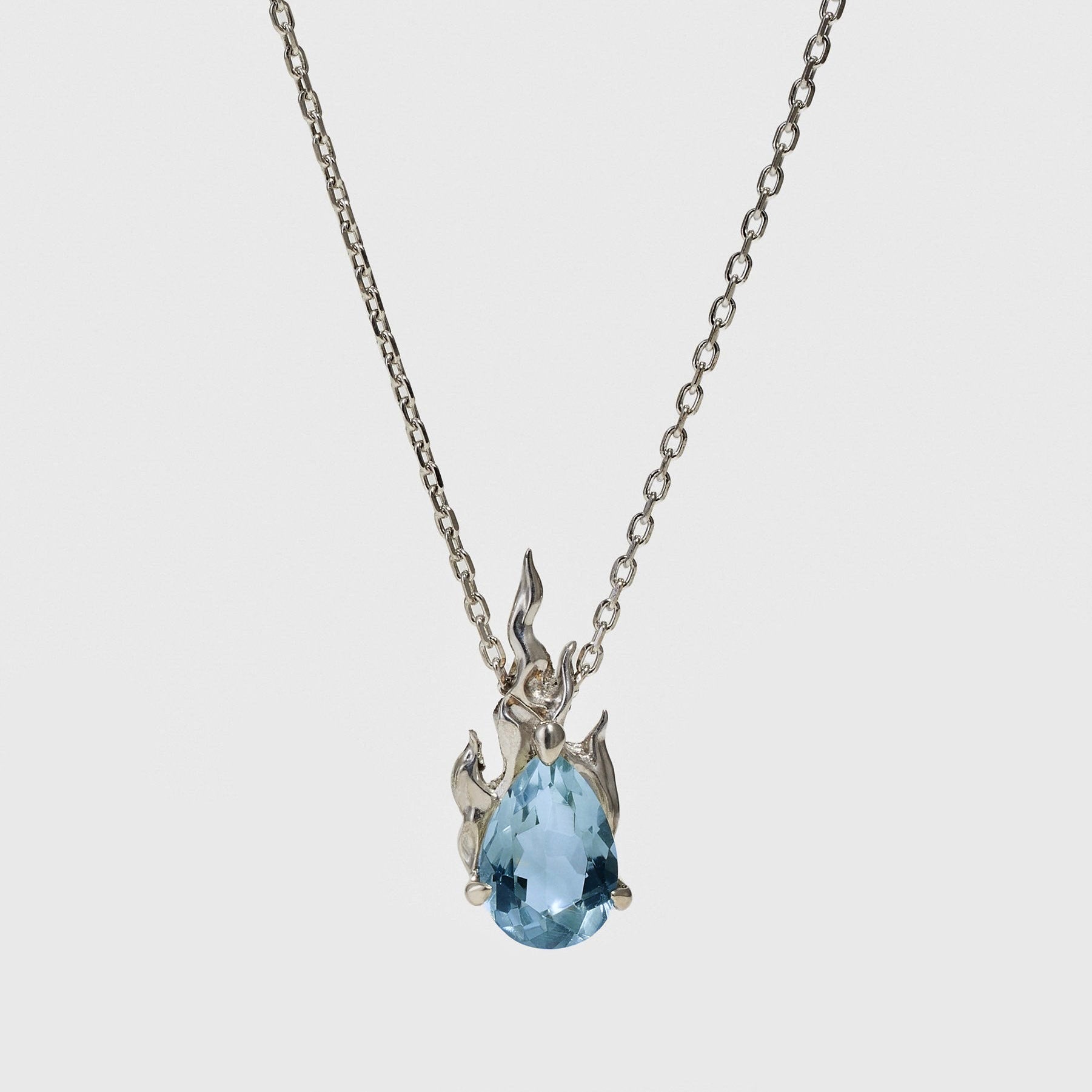 Sky Topaz Gem In Heat Necklace – Rhodium Vermeil