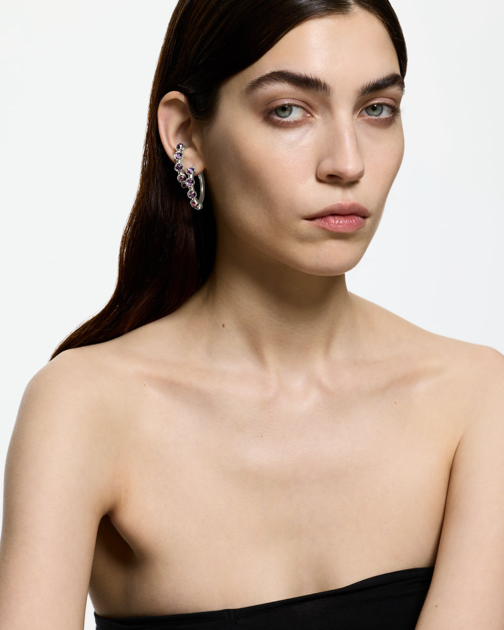 Fantasy Purple Loophole Ear Set - Rhodium Vermeil