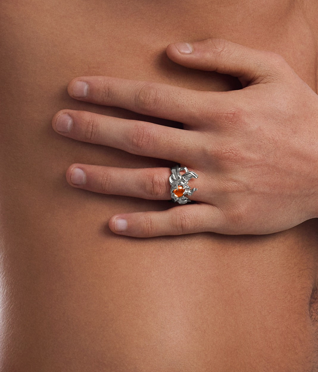 Engulfed Fire Ember Ring – Rhodium Vermeil