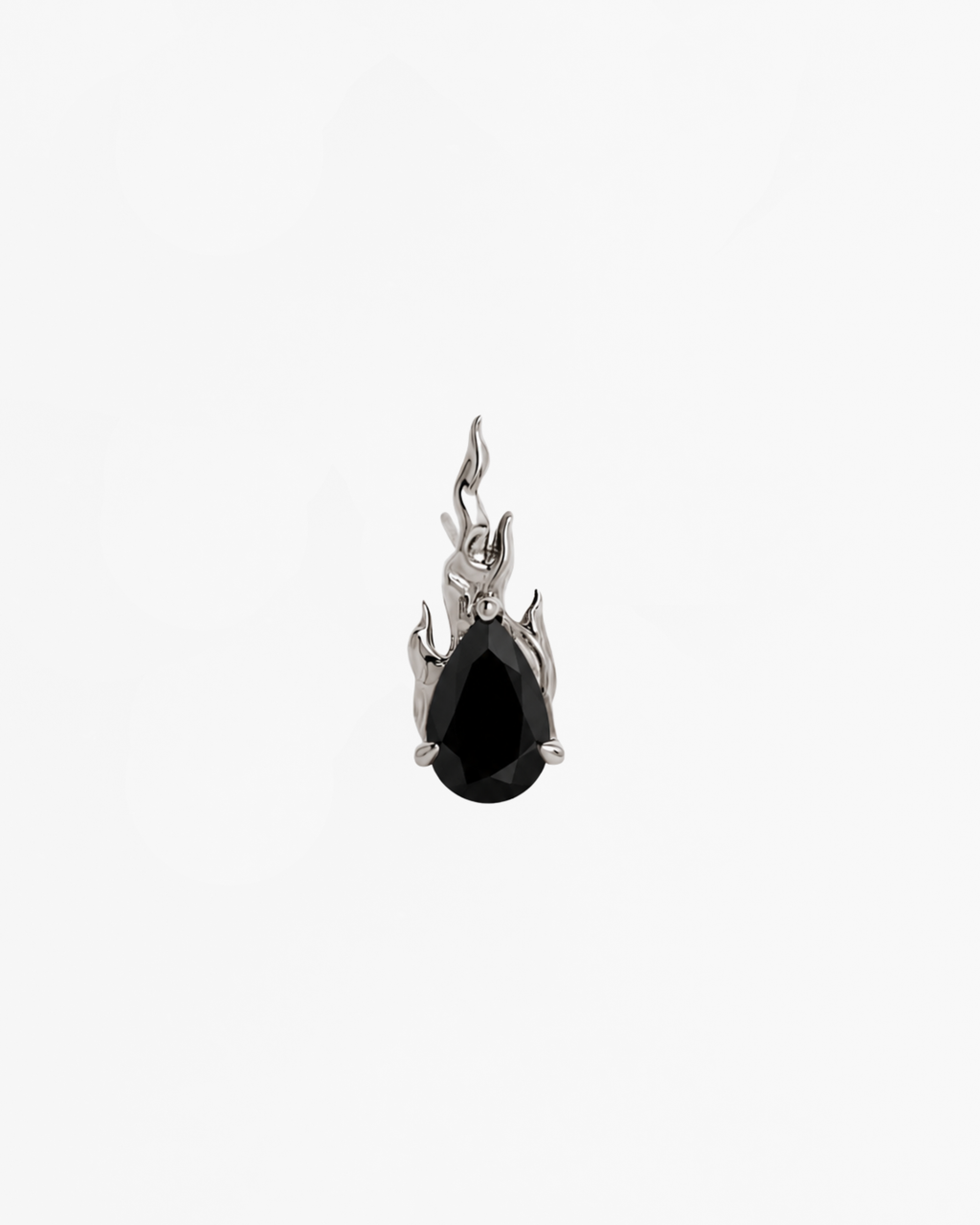 Mini Gem In Heat Black Onyx Earring – Rhodium Vermeil