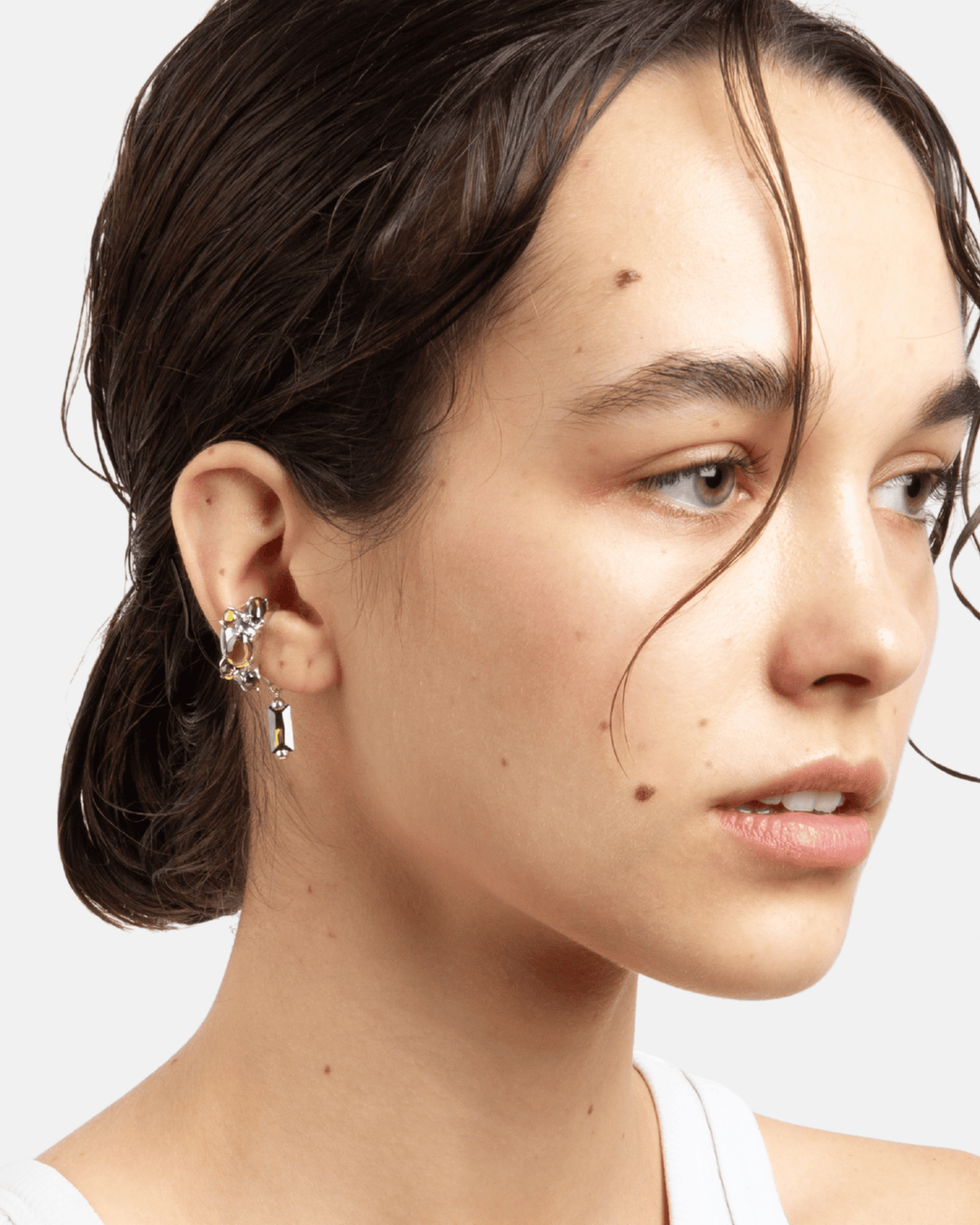 Gothika Mini Blown Charm Olive Green Ear Cuff - Sale