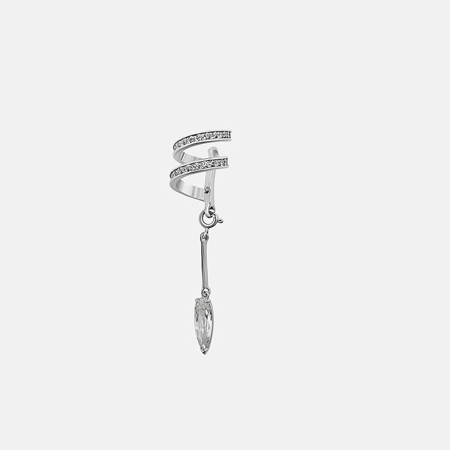 Clear Encrusted Spiral Drop Ear Cuff - SINGLE