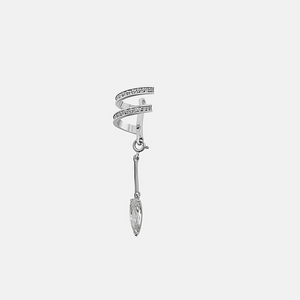 Clear Encrusted Spiral Drop Ear Cuff - SINGLE