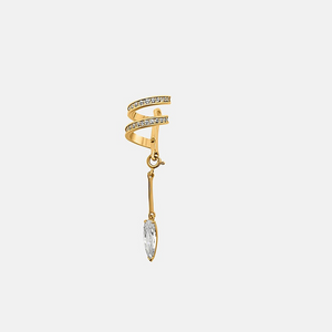 Clear Encrusted Spiral Drop Ear Cuff - SINGLE