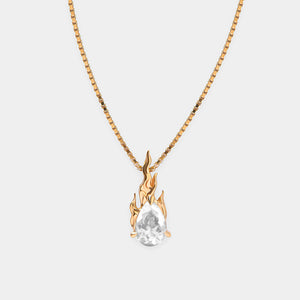 White Topaz Mini Gem in Heat Necklace – Gold Vermeil