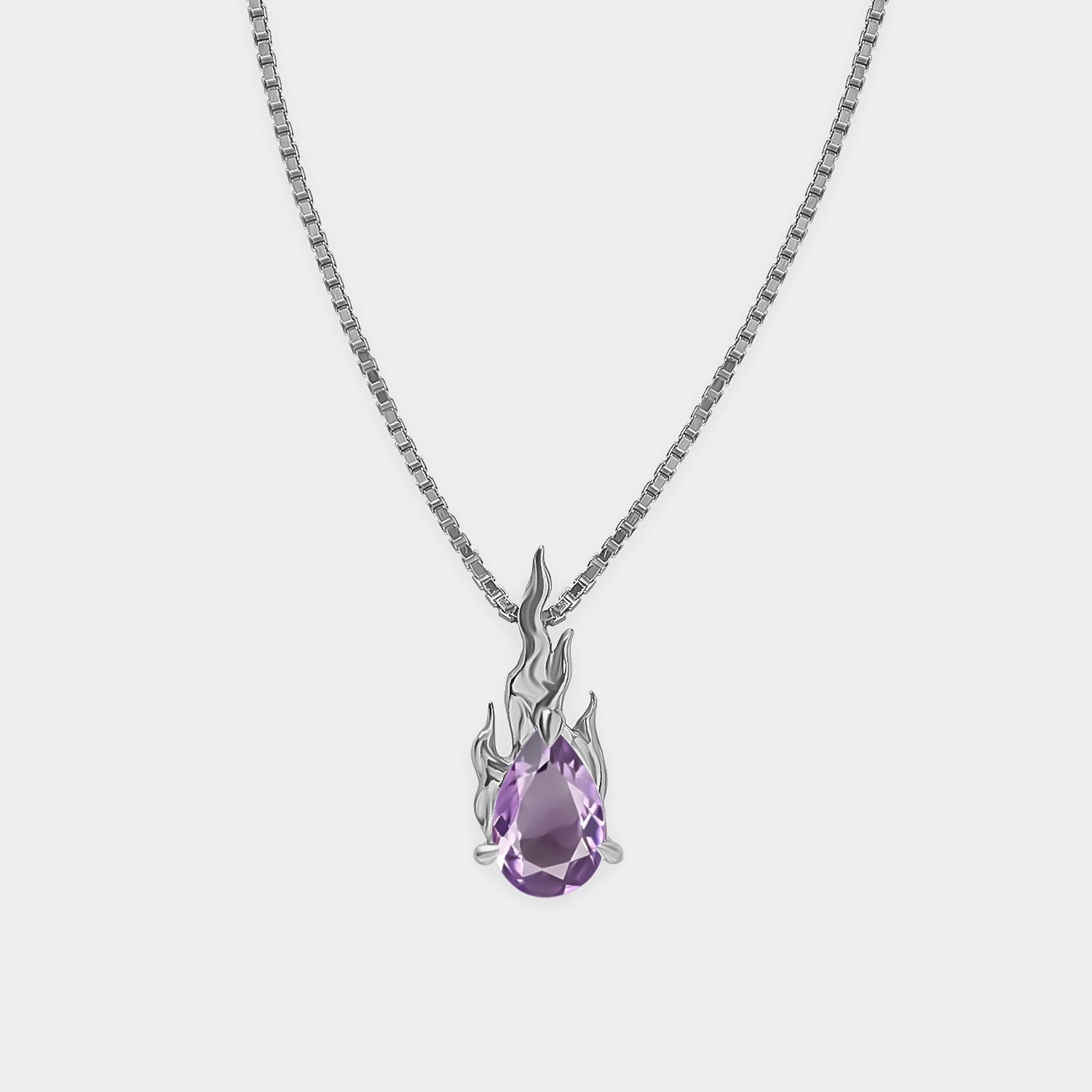 Purple Amethyst Mini Gem in Heat Necklace – Rhodium Vermeil
