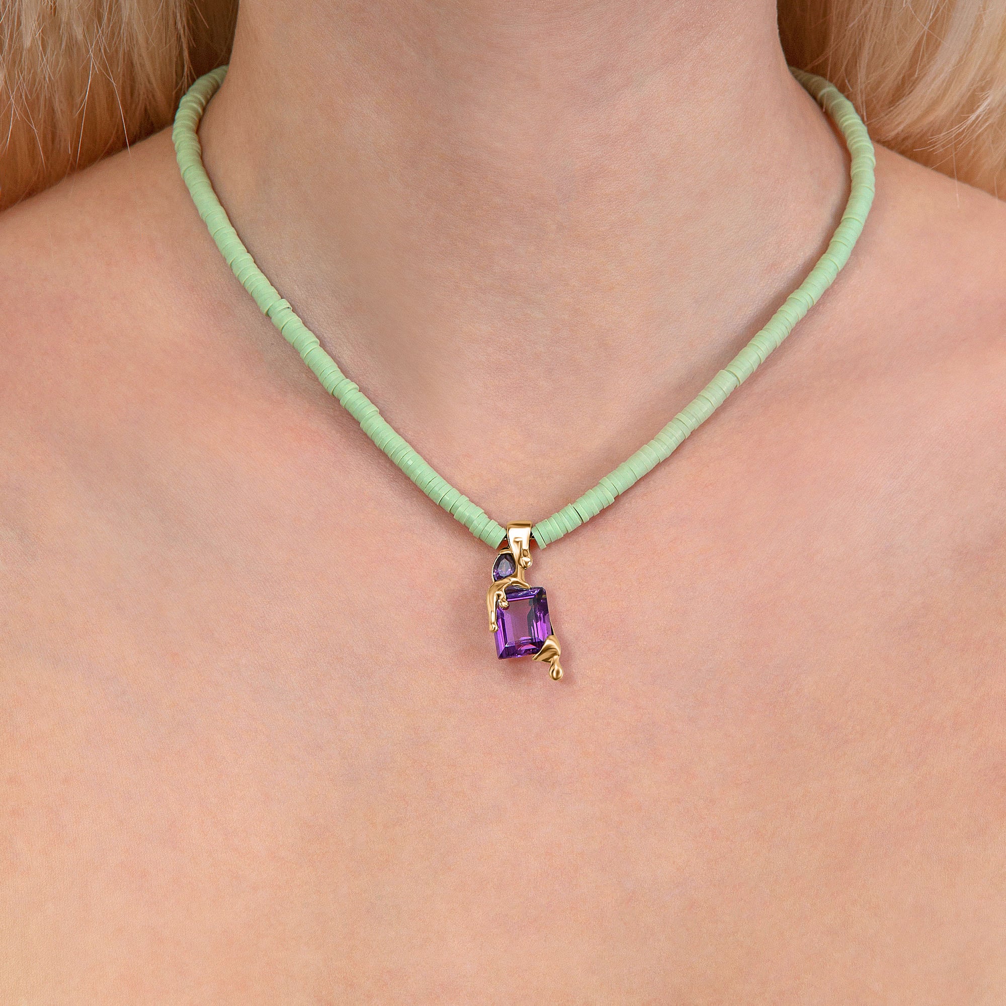 Green Raver Purple Melt Necklace – Gold Vermeil