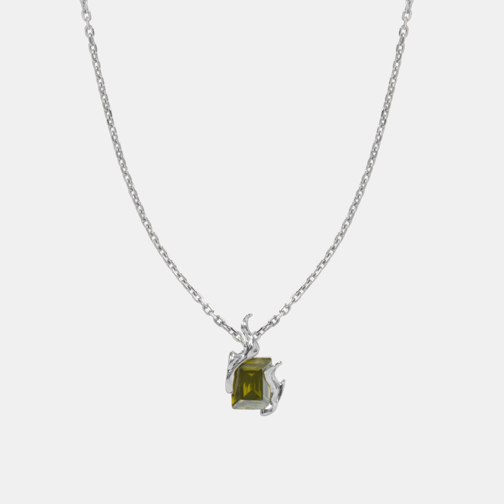 Peridot Nano Flare Necklace – Rhodium Vermeil