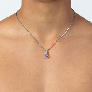 Purple Amethyst Mini Gem in Heat Necklace – Rhodium Vermeil
