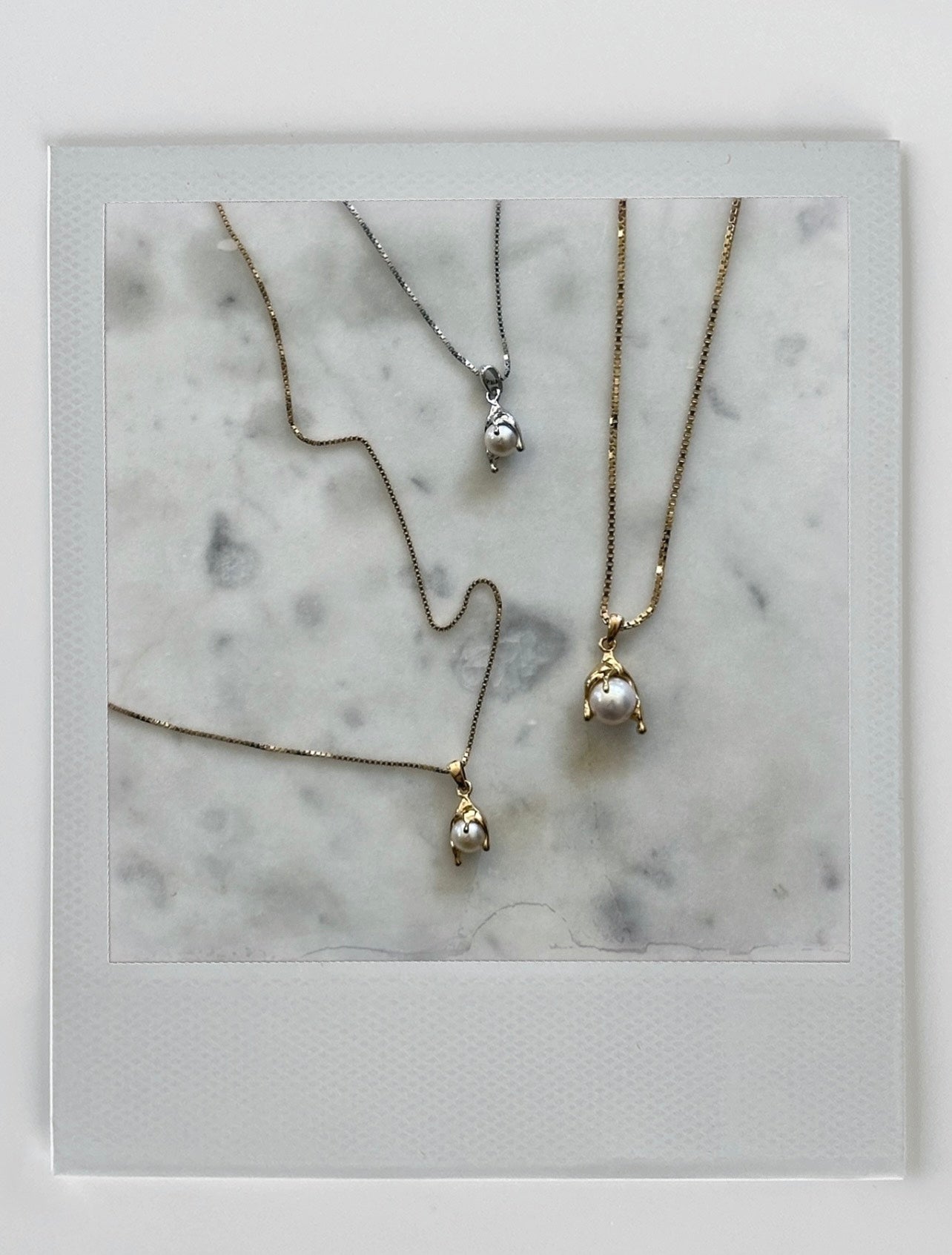 Micro White Pearl Melt Necklace - Gold Vermeil