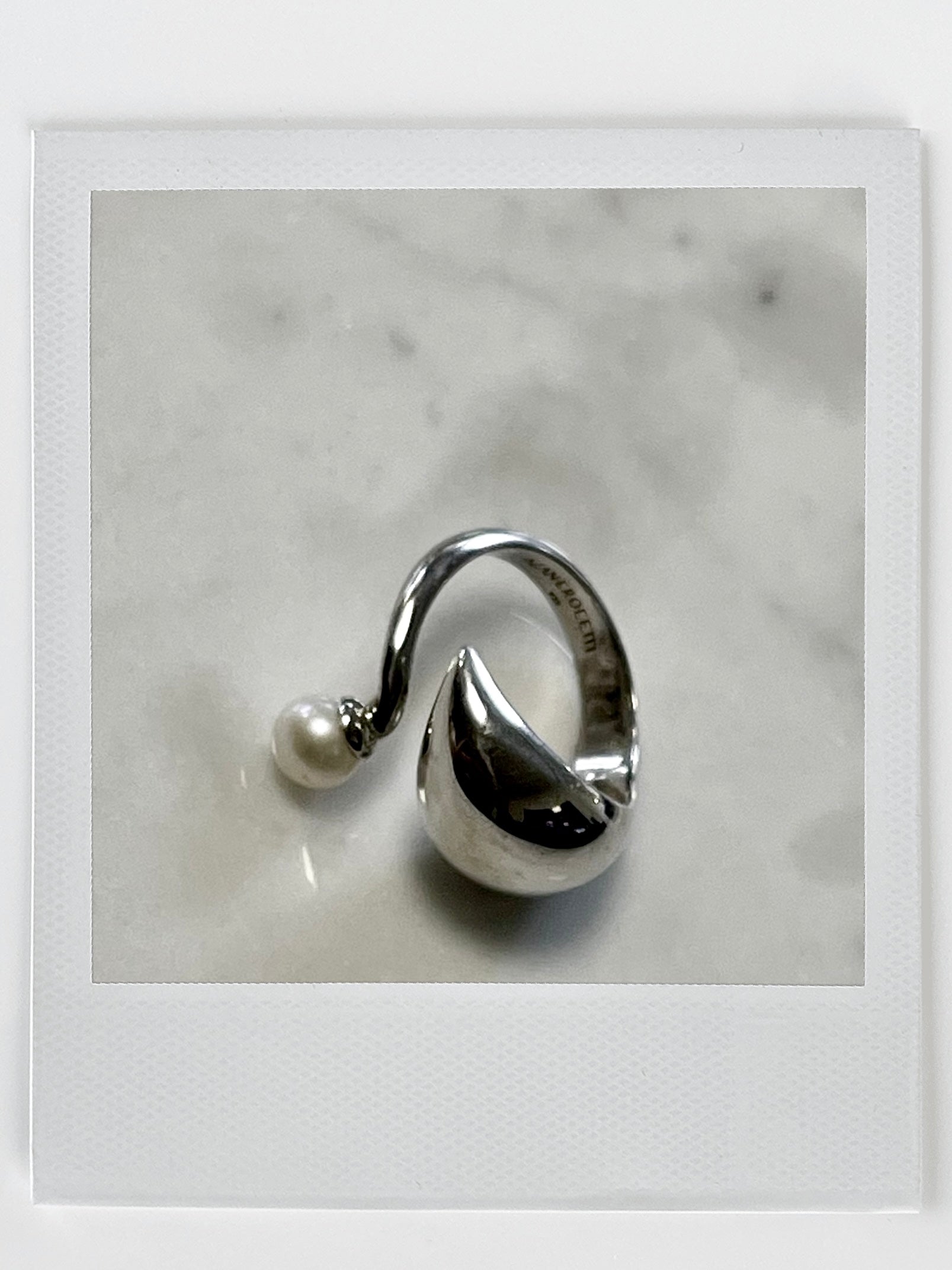 Blown Alien Pearl Ring – Rhodium Vermeil