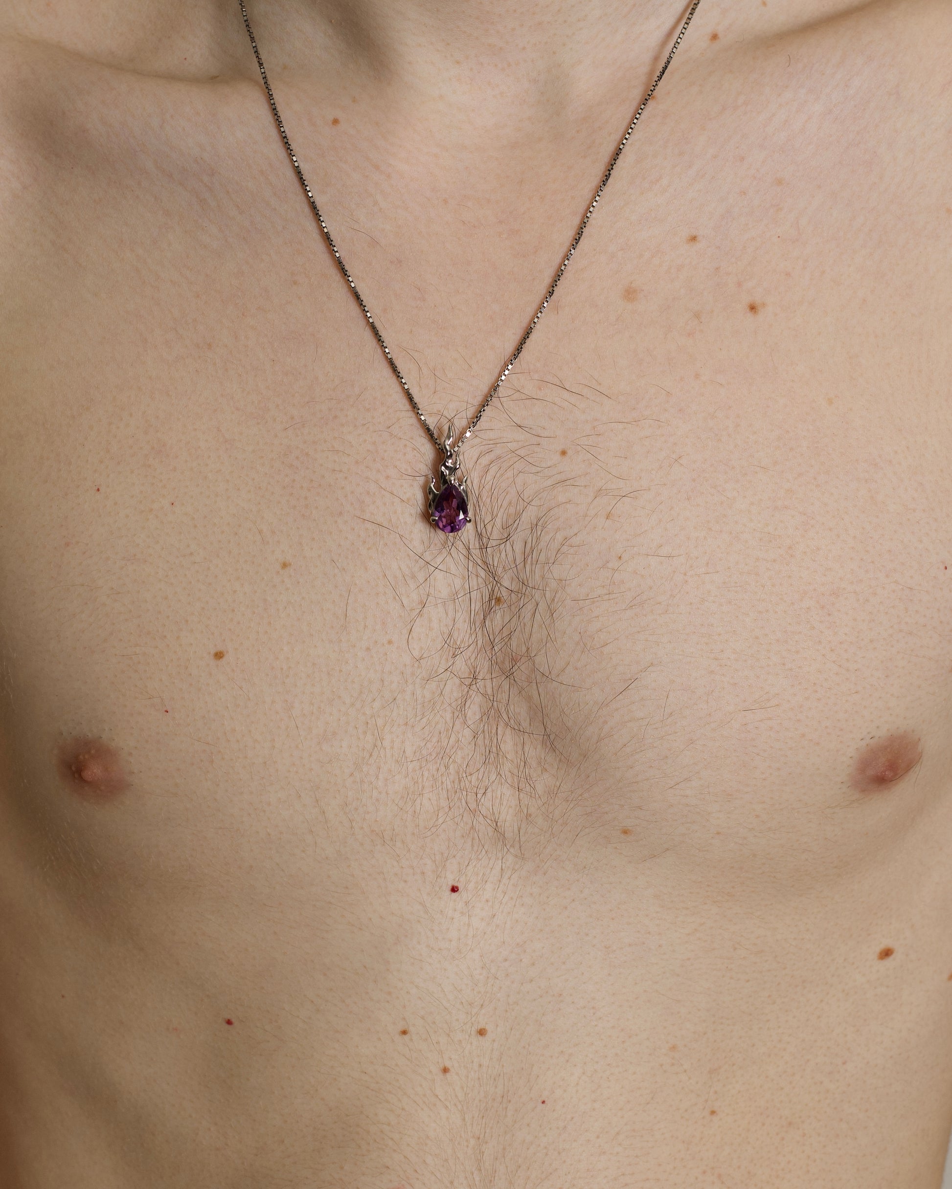Mini Gem in Heat Necklace Purple Amethyst