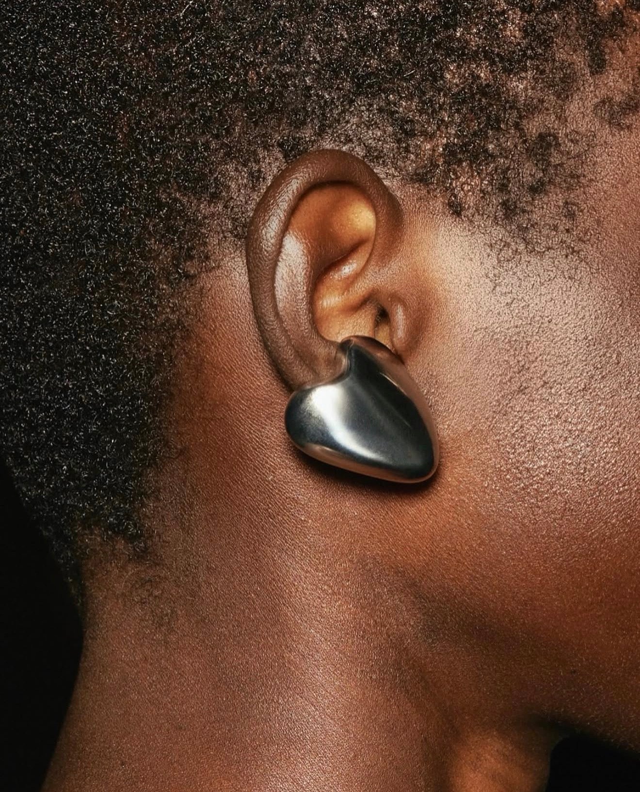 AC X AMI - Full Heart Ear Cuff - Rhodium Vermeil