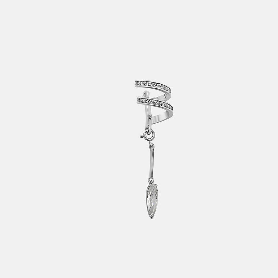 Clear Encrusted Spiral Drop Ear Cuff - SINGLE