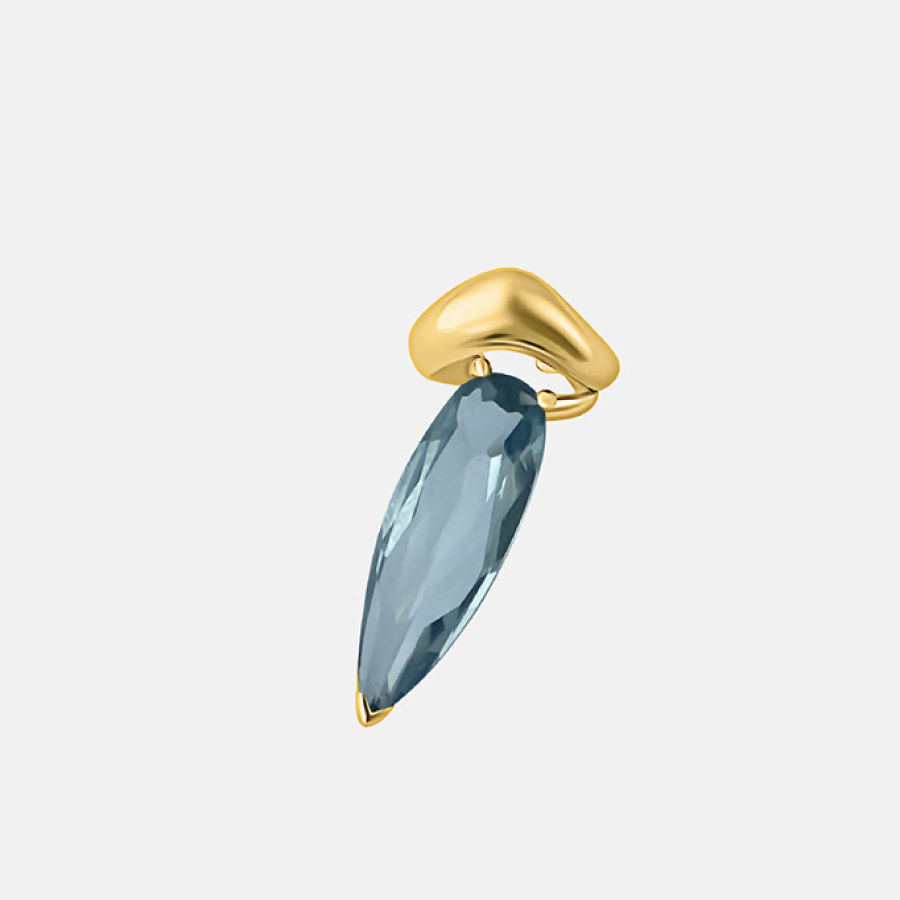 Lab Aquamarine Sharp Alien Ear Cuff - SINGLE