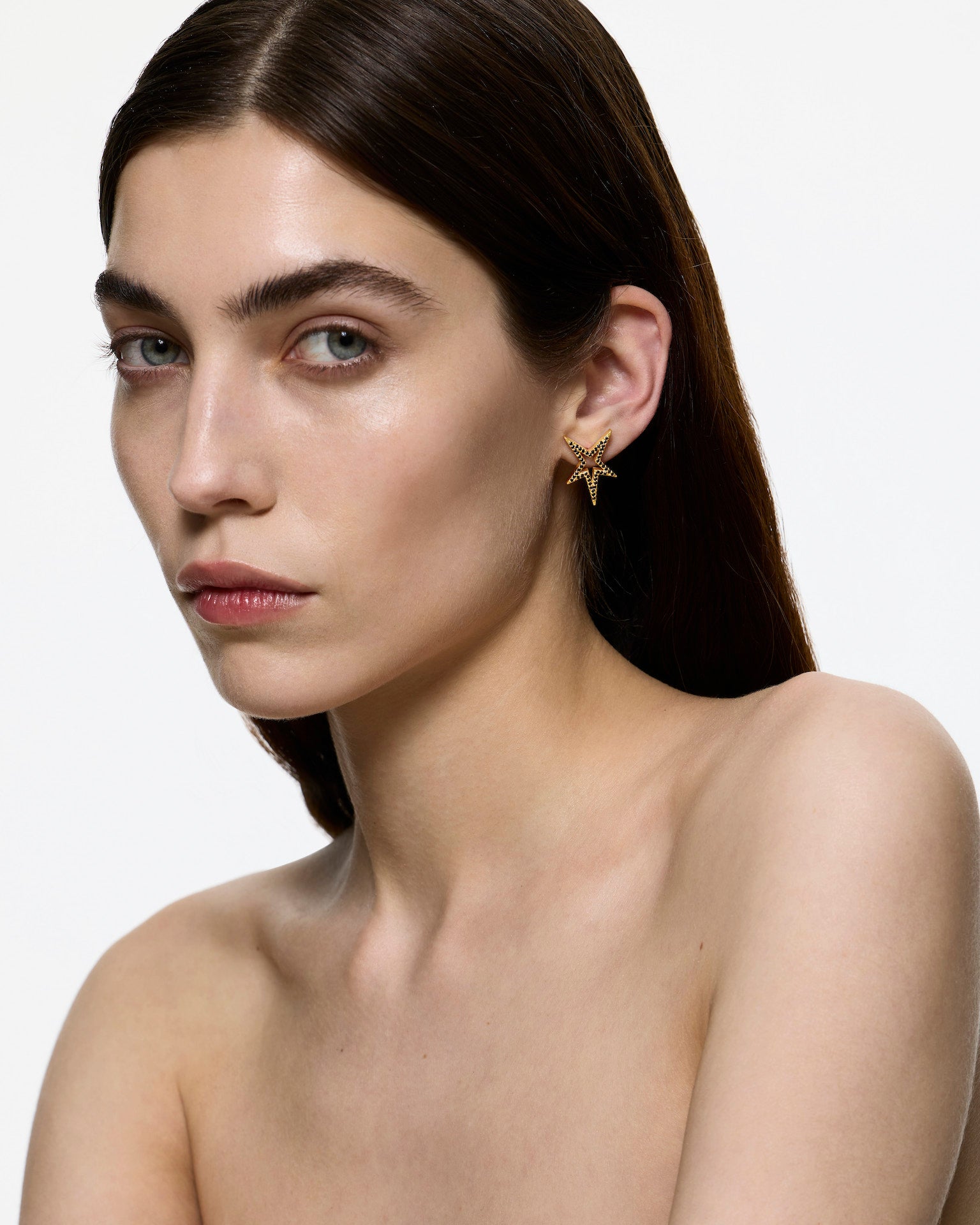 Lucky Star Black CZ Encrusted Earring – Gold Vermeil - Sale