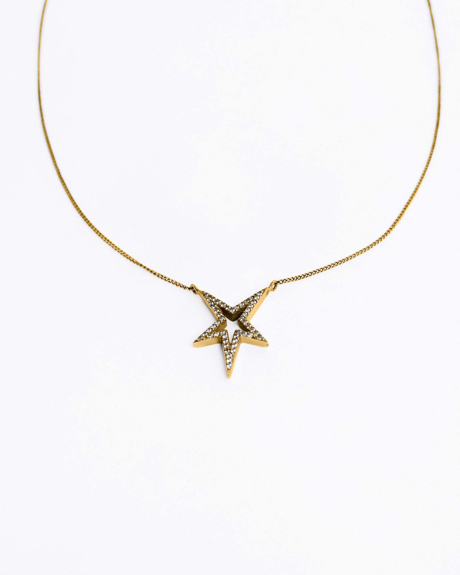Lucky Star Black CZ Encrusted Necklace – Gold Vermeil - Sale