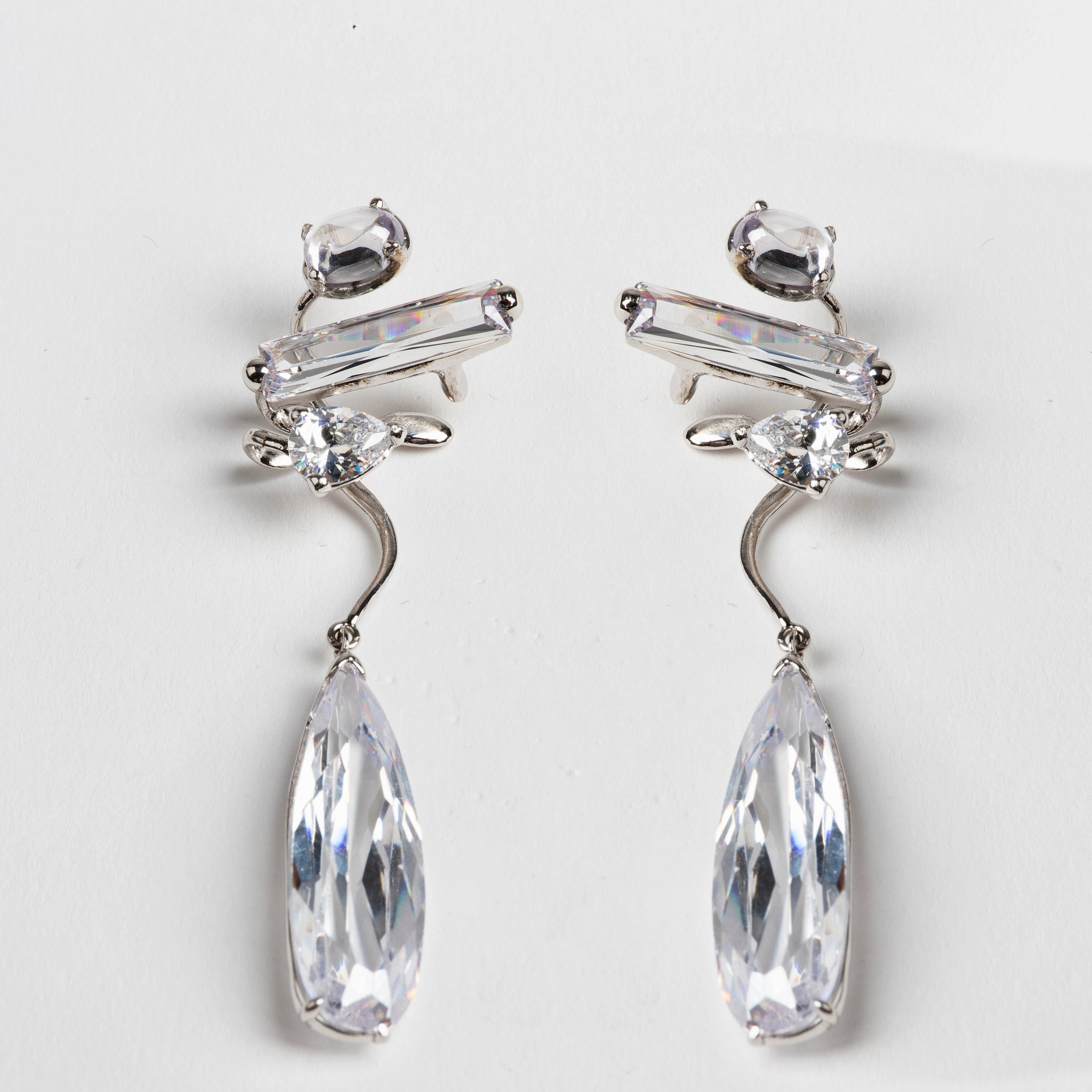 Clear Mixed Hybrid Drop Ear Cuff Pair
