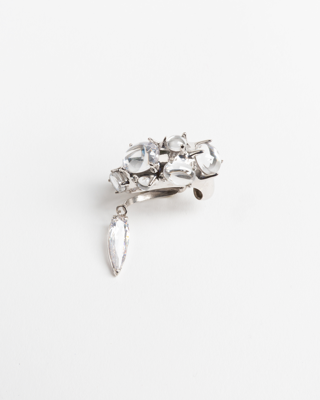Gothika Blown Charm Clear Ear Cuff - Rhodium Vermeil