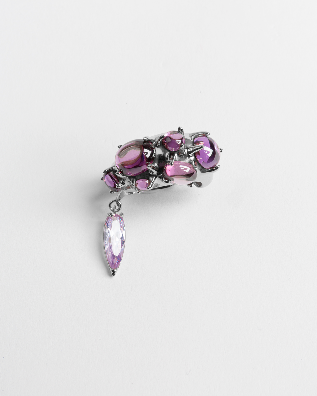 Gothika Blown Charm Purple Ear Cuff - Rhodium Vermeil