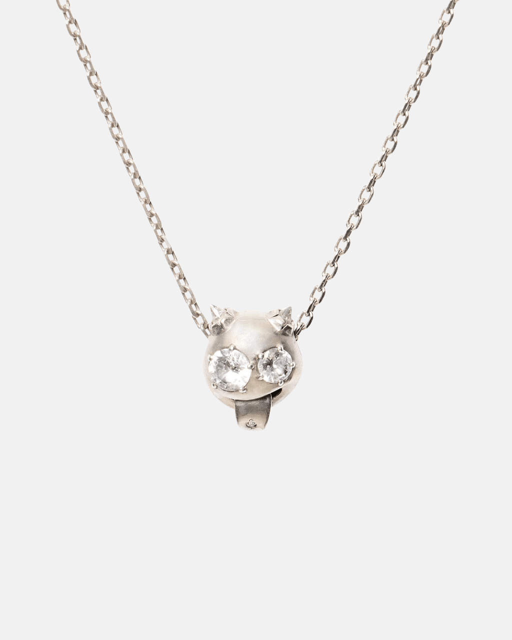 Crystal mascot necklace rhodium vermeil, sculptural pendant