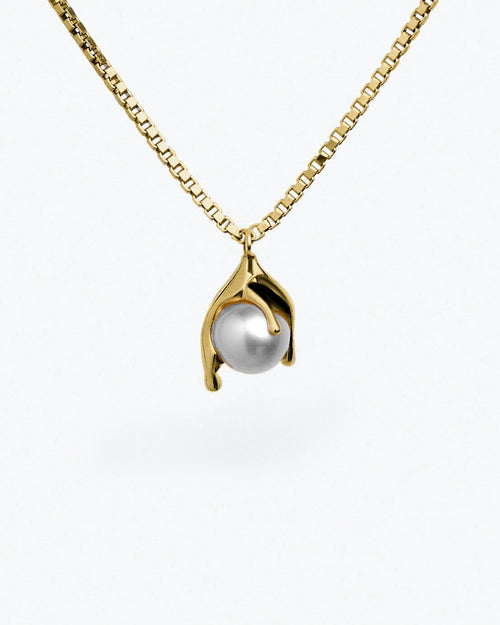 Micro White Pearl Melt Necklace - Gold Vermeil
