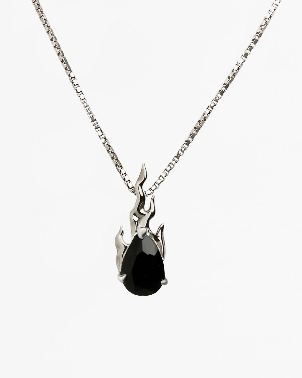 Alan Crocetti Gem In Heat Black Onyx Necklace in rhodium vermeil front view