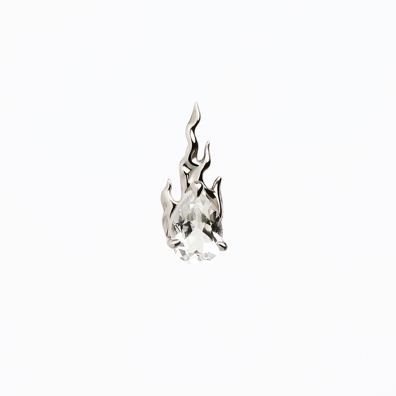 Mini Gem In Heat White Topaz Earring – Rhodium Vermeil