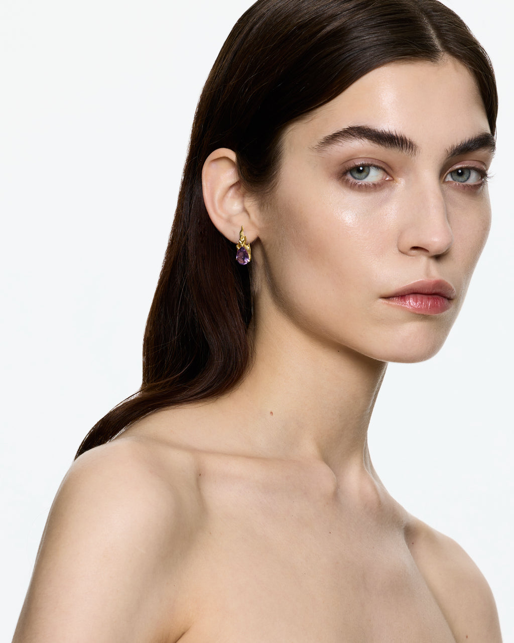 Mini Gem In Heat Purple Amethyst Earring