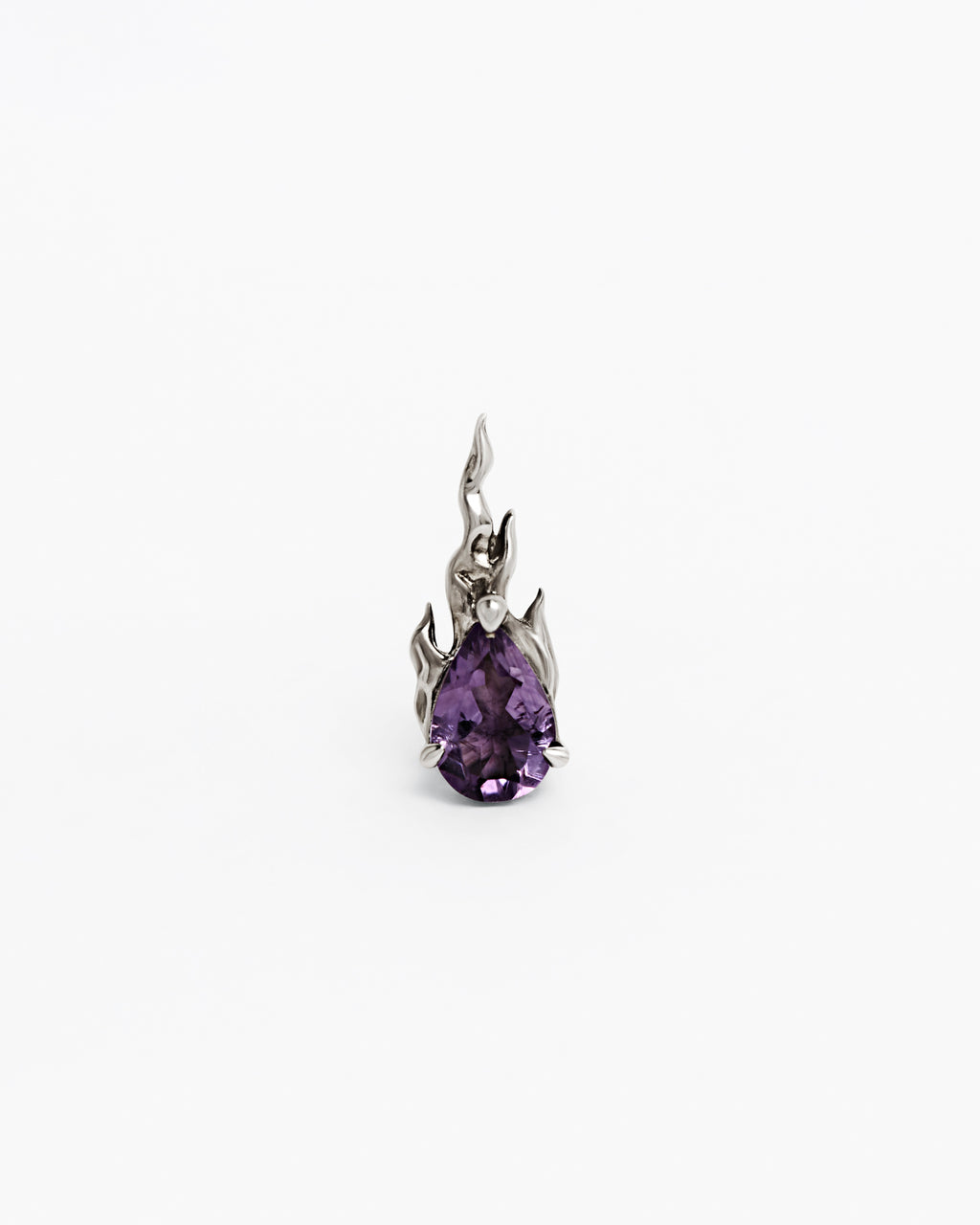 Mini Gem In Heat Purple Amethyst Earring – Rhodium Vermeil