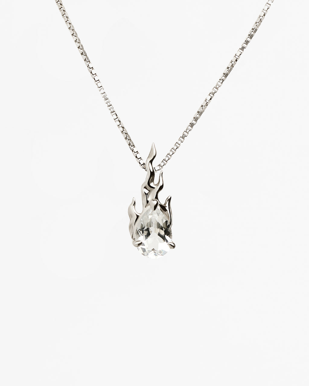 Alan Crocetti White Topaz Venetian Necklace Gem In heat sterling silver in rhodium vermeil front view