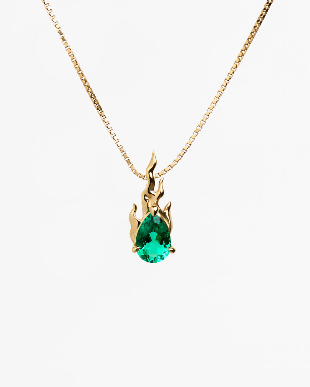 mini gem in heat lab grown emerald flame necklace
