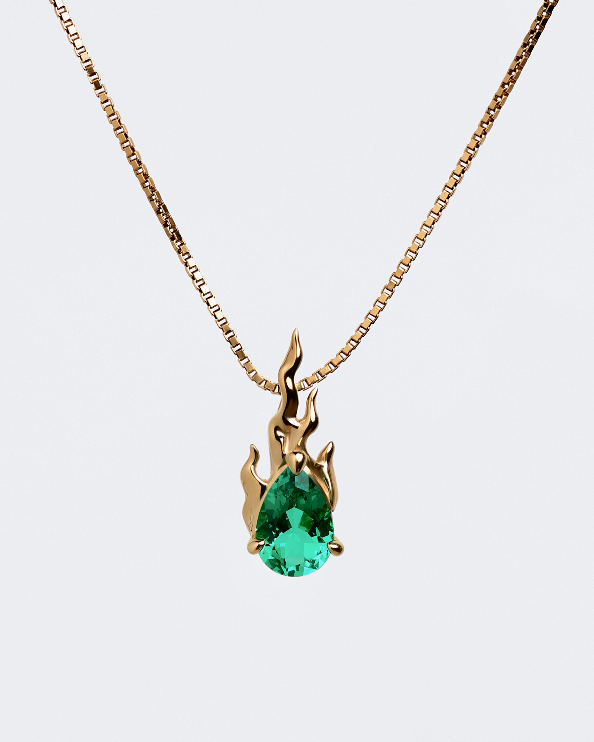 Lab Emerald Mini Gem in Heat Necklace – Gold Vermeil