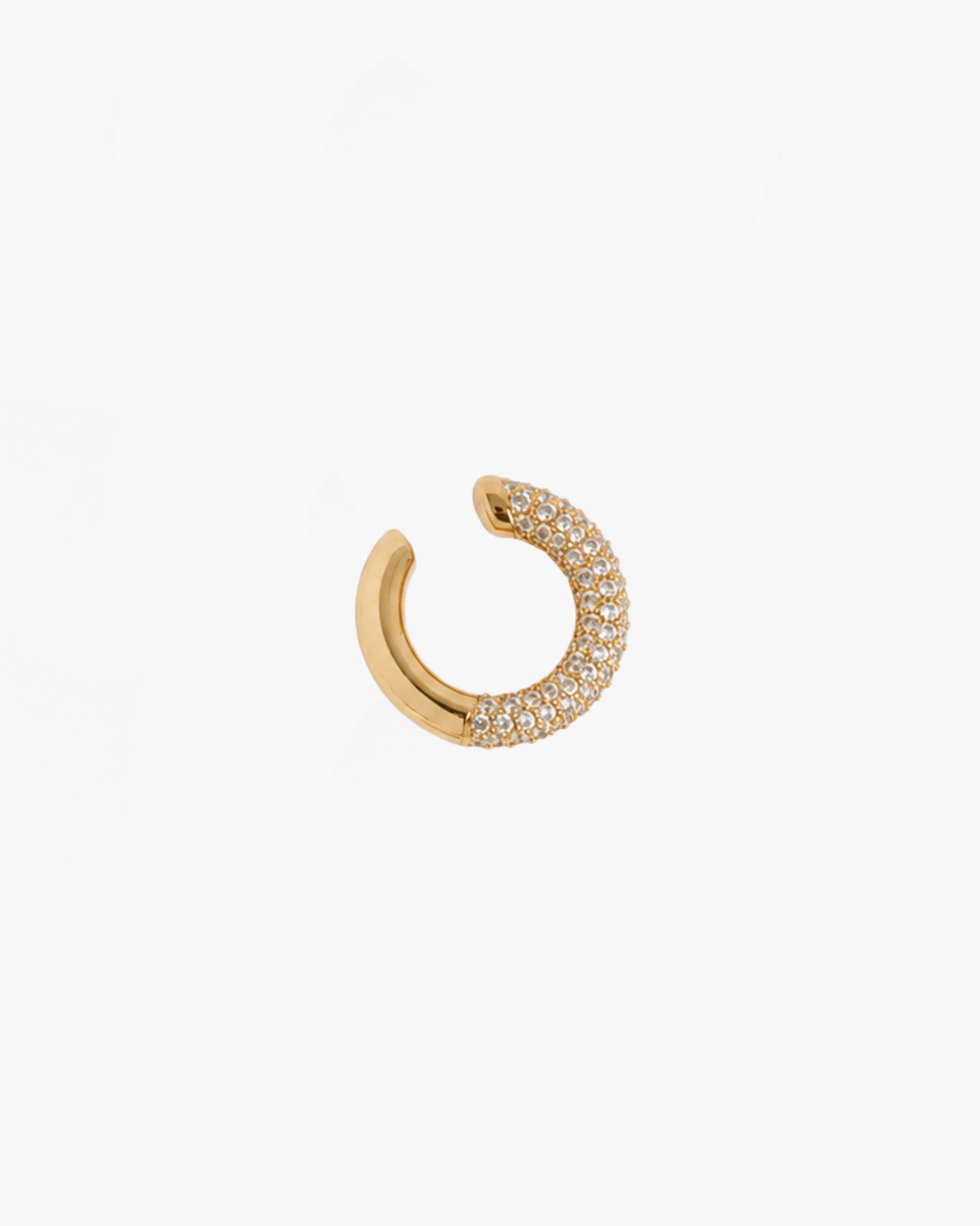 Mini Loophole Encrusted Ear Cuff — gold vermeil sterling silver architectural cuff with clear pavé by Alan Crocetti