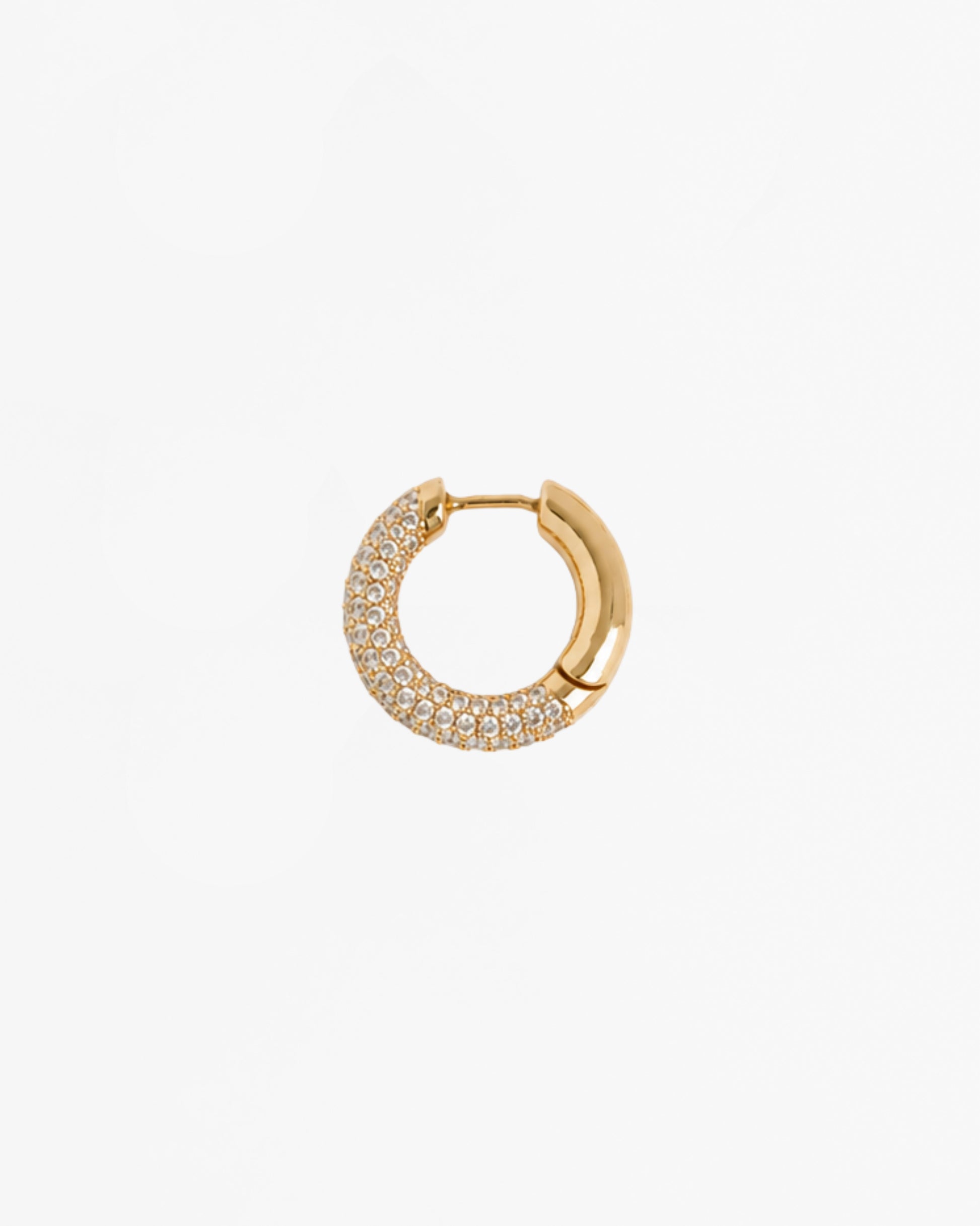 Mini Loophole Encrusted Earring — gold vermeil sterling silver sculptural hoop with clear pavé by Alan Crocetti