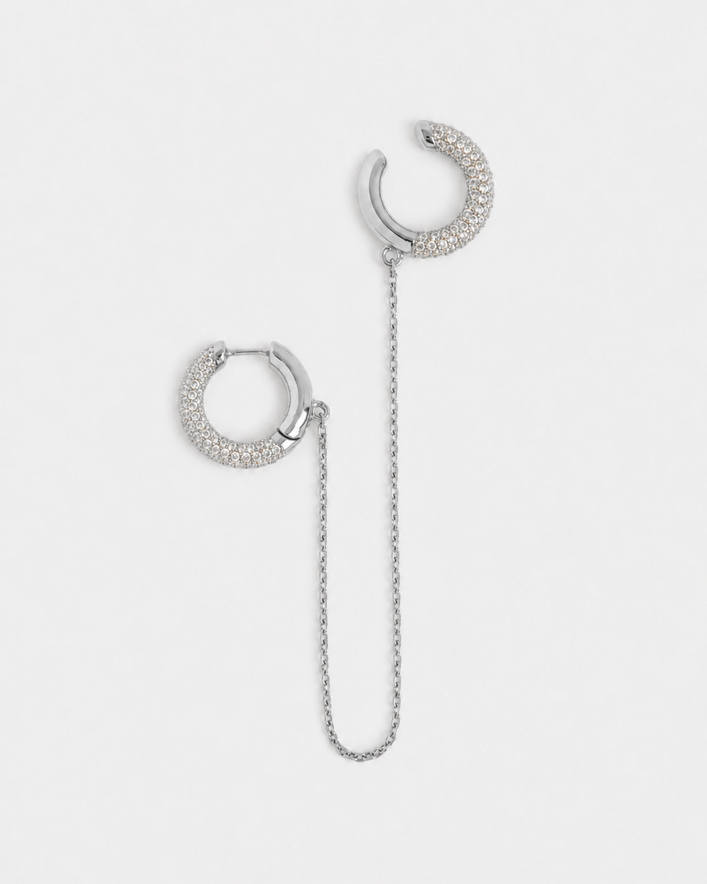 Mini Loophole Encrusted Earset — rhodium-plated sterling silver crystal-encrusted earset with delicate chain-link aesthetic by Alan Crocetti