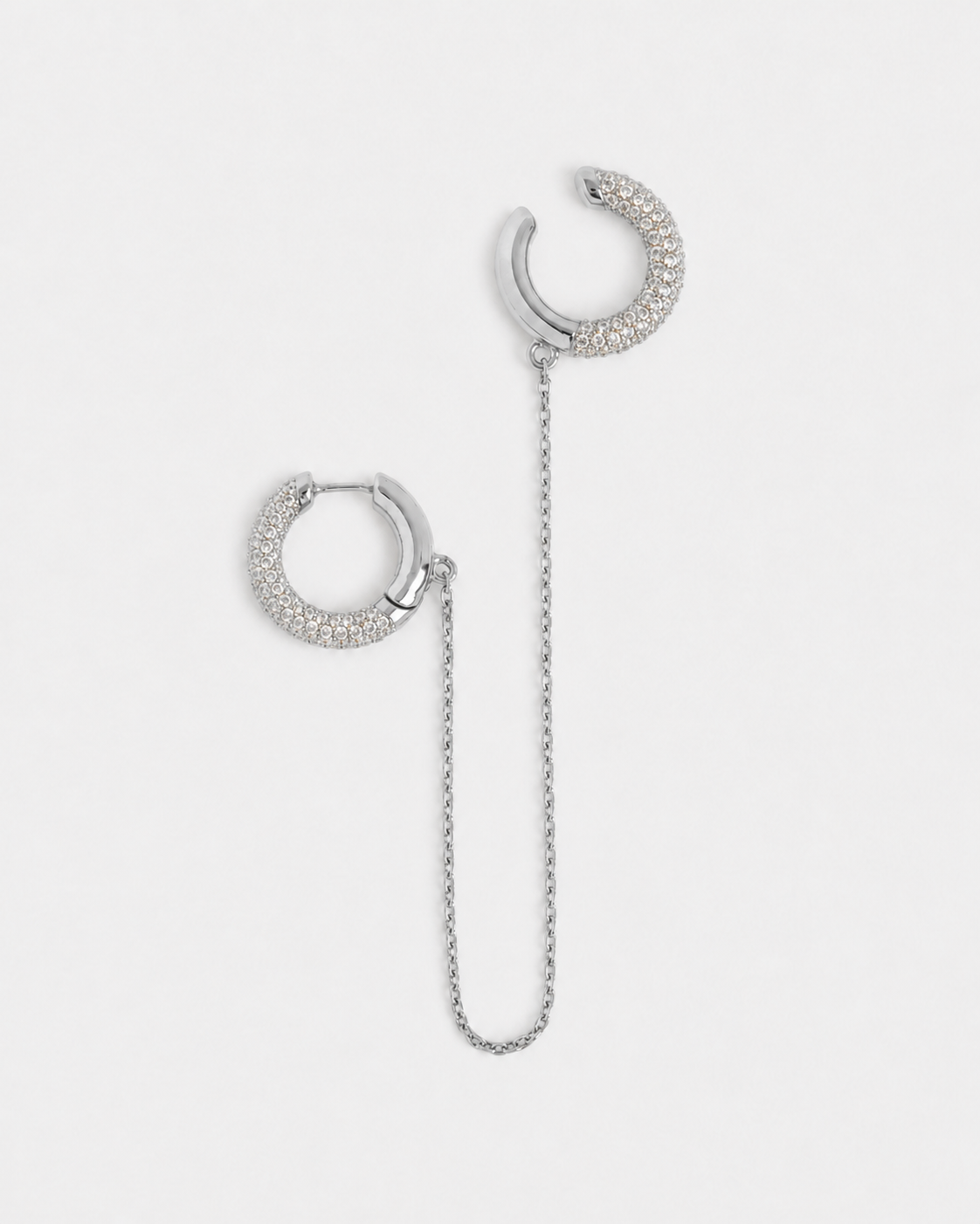 Mini Loophole Encrusted Earset — rhodium-plated sterling silver crystal-encrusted earset with delicate chain-link aesthetic by Alan Crocetti