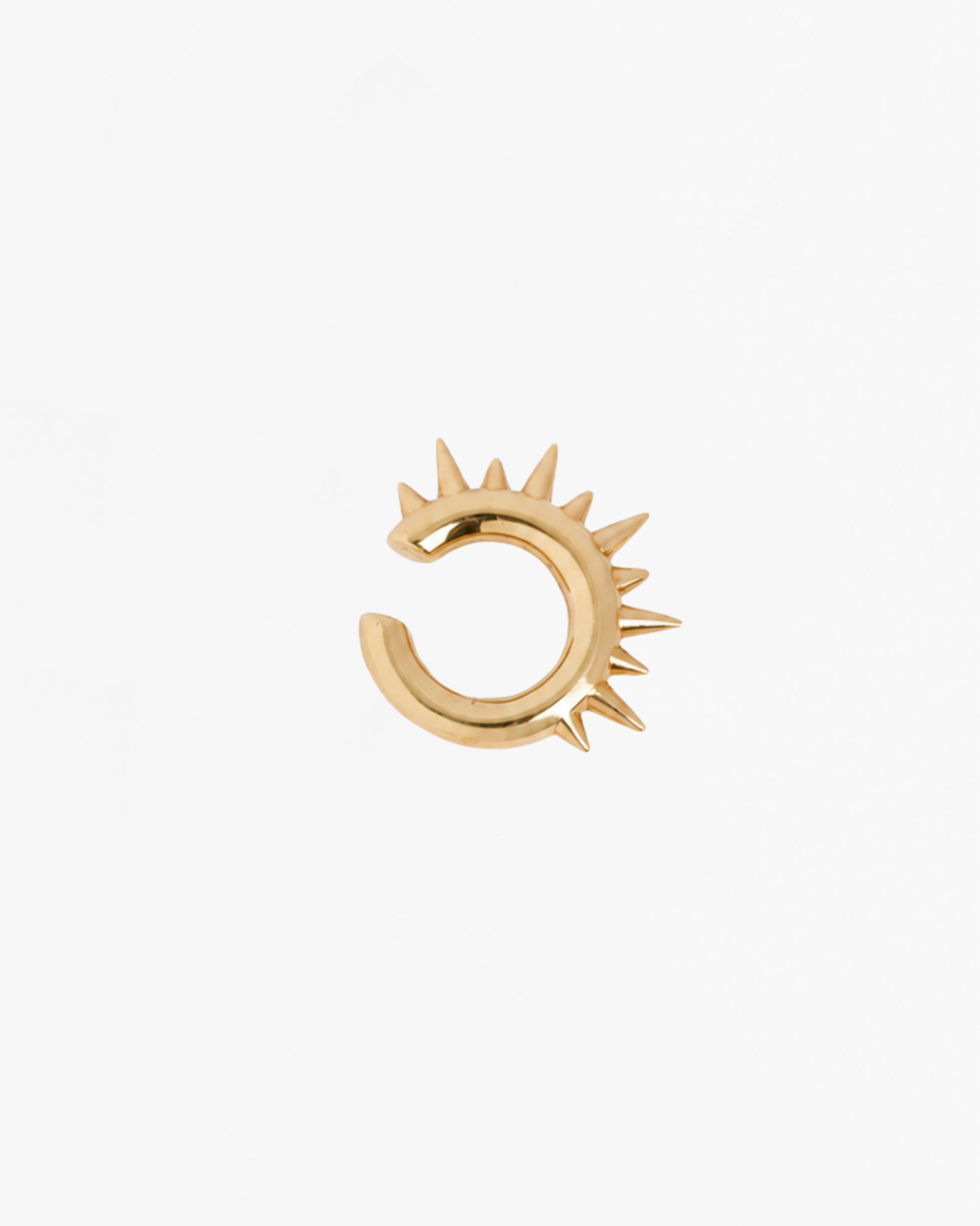 Mini Loophole Spur Ear Cuff — sculptural sterling silver spiked ear cuff with gold vermeil finish by Alan Crocetti