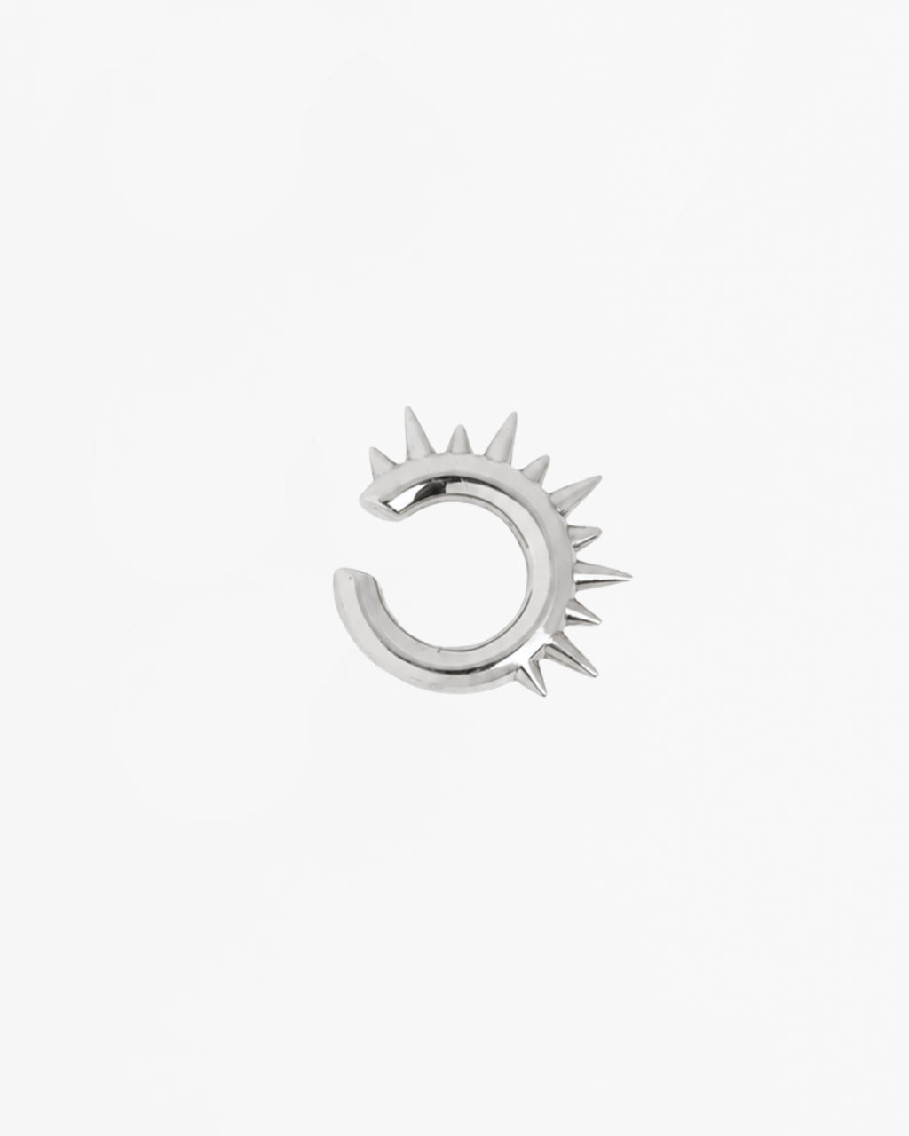 Mini Loophole Spur Ear Cuff — sculptural sterling silver spiked ear cuff with rhodium vermeil finish by Alan Crocetti