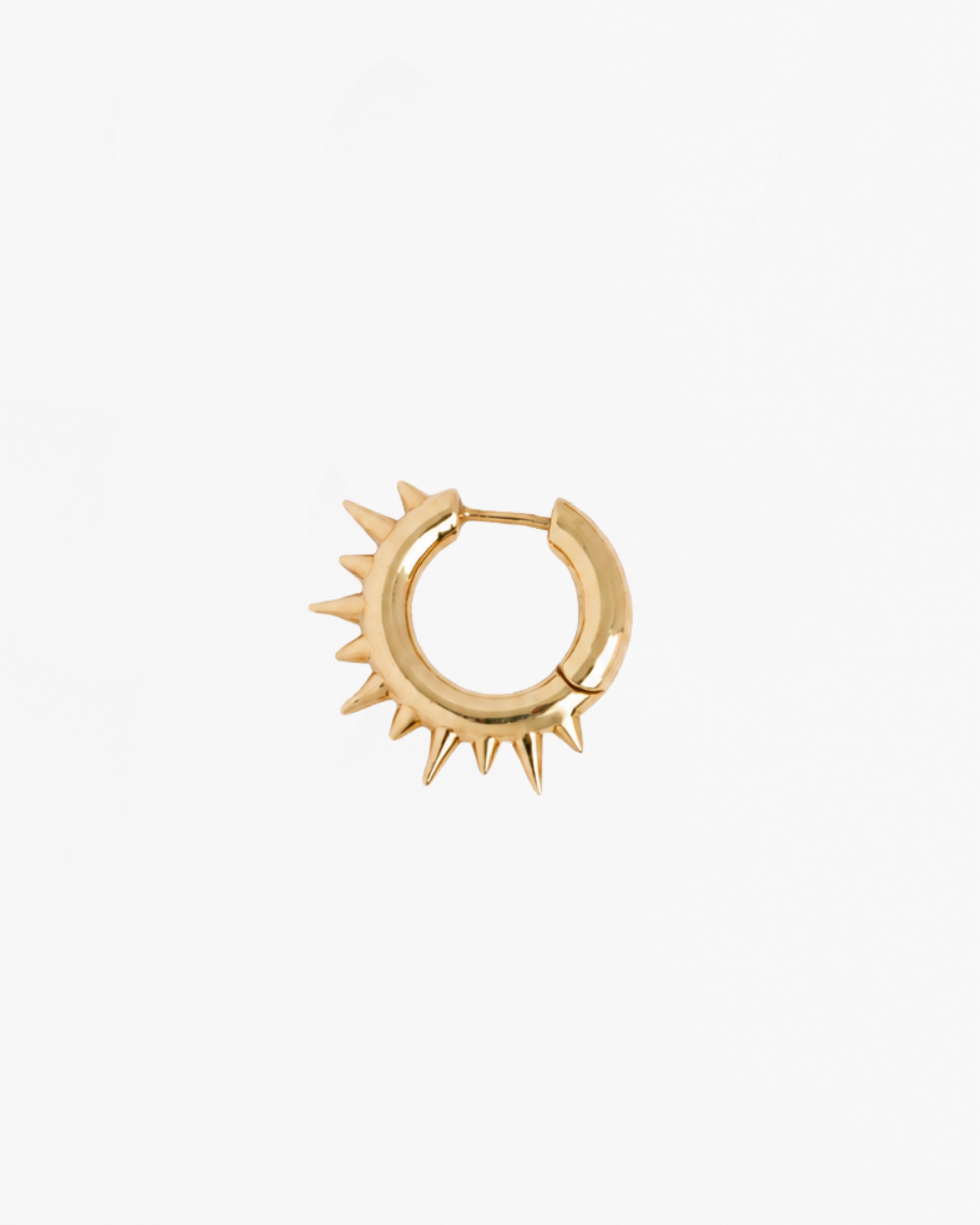 Mini Loophole Spur Earring — sculptural sterling silver spiked earring with gold vermeil finish by Alan Crocetti