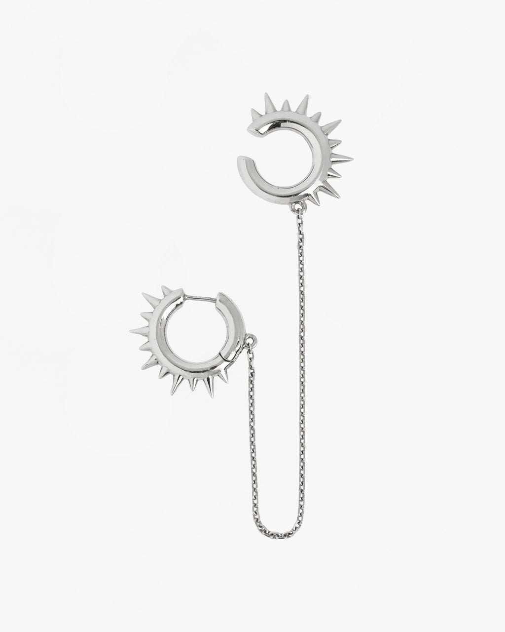 Mini Loophole Spur Earset — rhodium-plated sterling silver spur-inspired earset with sculptural hardware aesthetic by Alan Crocetti