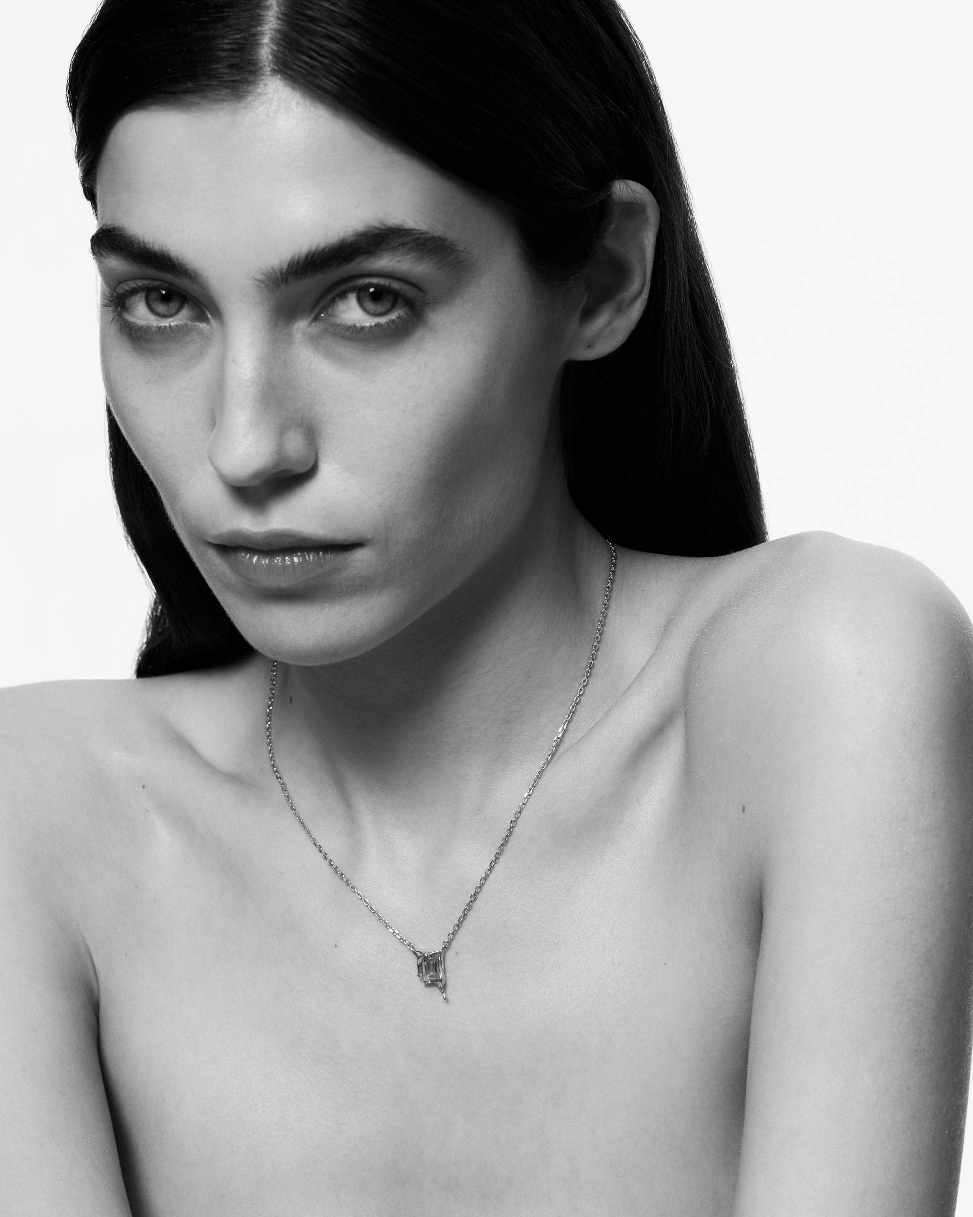 MIni Melt Purple Amethyst cz Necklace – Rhodium Vermeil