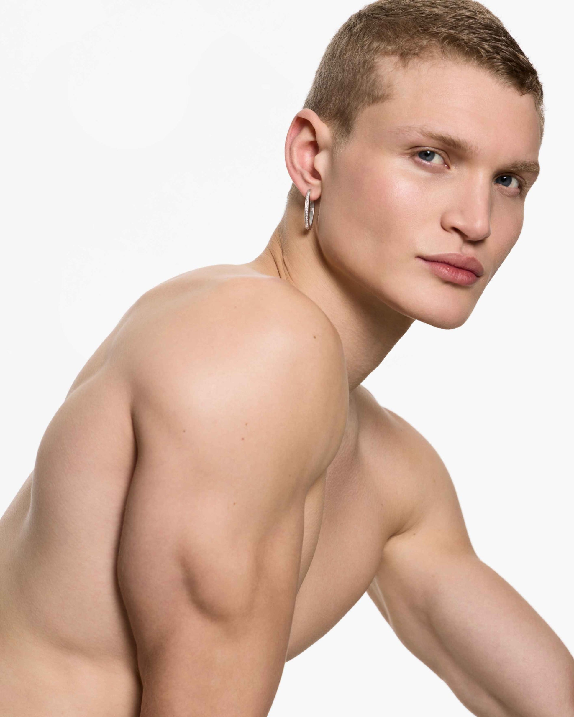 Mini Space Hoop Encrusted Earring