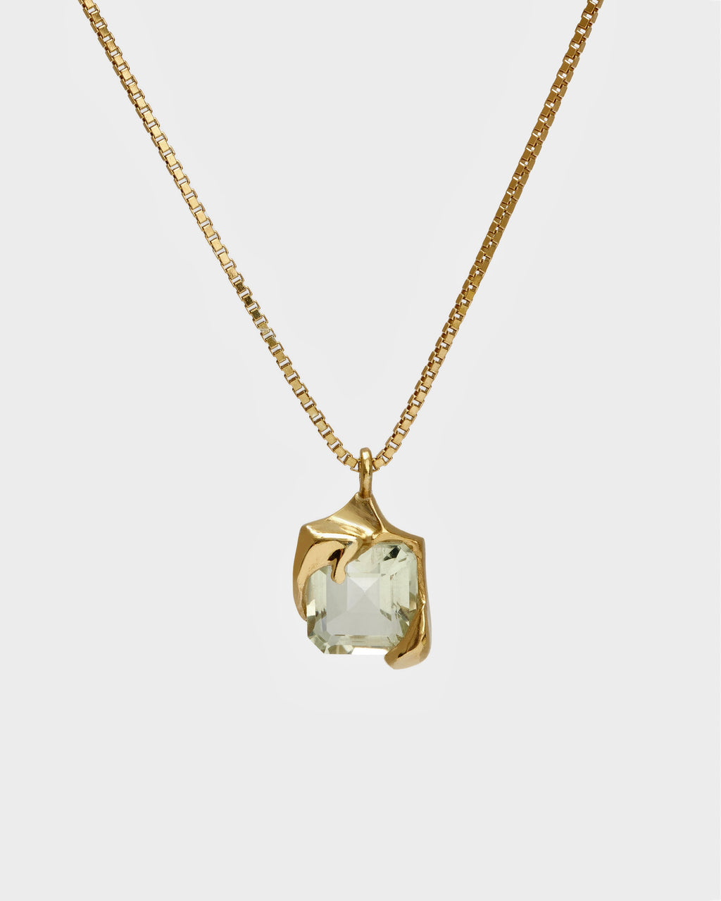Green amethyst melt necklace gold vermeil