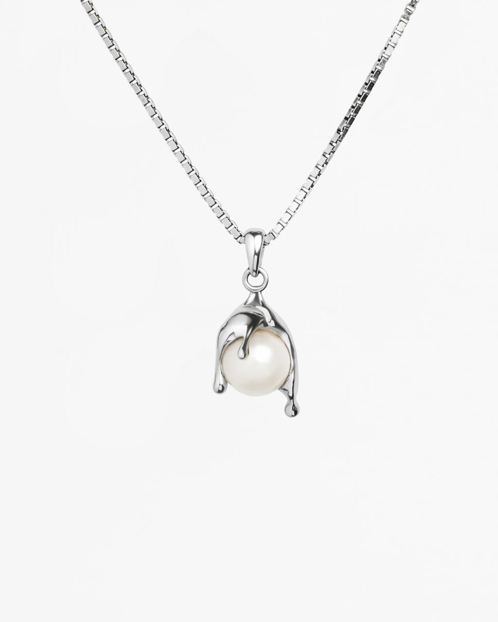 Nano Pearl melt necklace rhodium vermeil