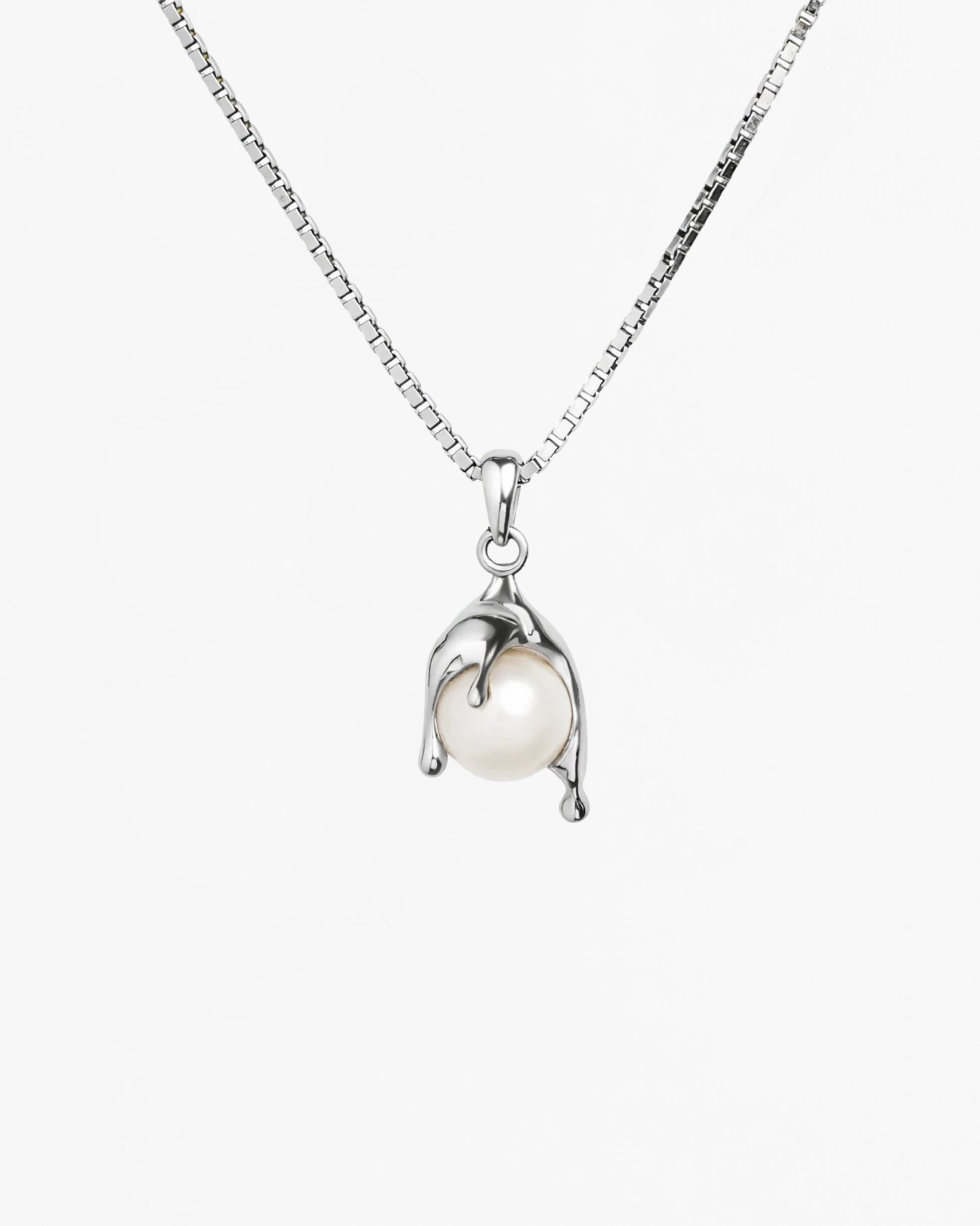 Nano Pearl melt necklace rhodium vermeil